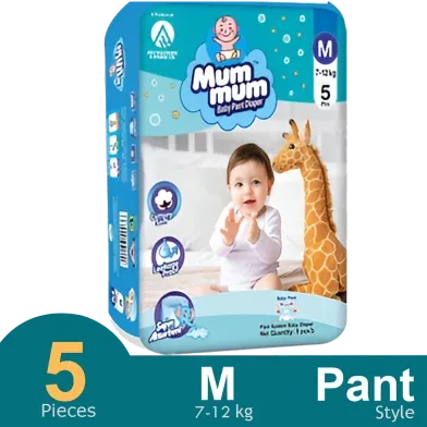 Mum Mum Pant System Baby Diaper Pant (M Size) (7-12kg) (5 Pcs) - Rokomari product